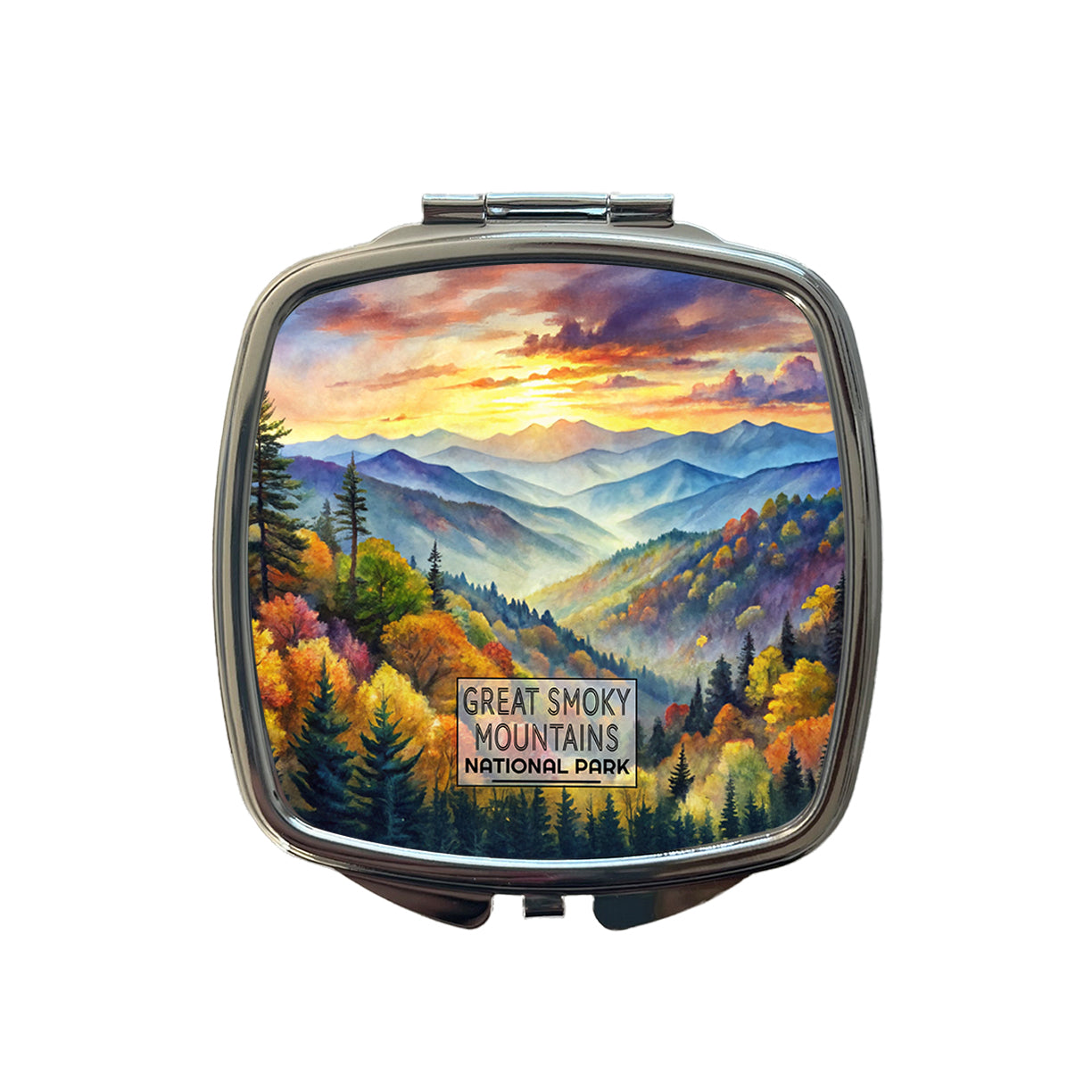 Great Smoky Mountains National Park North Carolina Tennessee Watercolor Small Travel Purse Handbag Pocket Makeup Compact Mirror