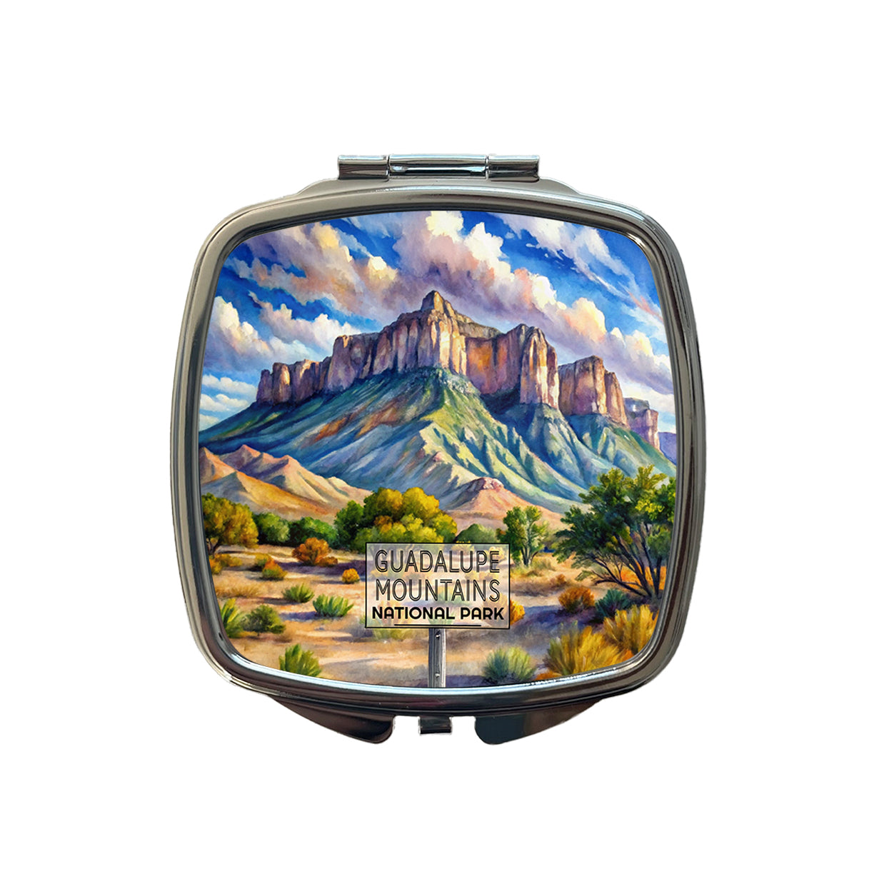 Guadalupe Mountains National Park Texas Watercolor Small Travel Purse Handbag Pocket Makeup Compact Mirror