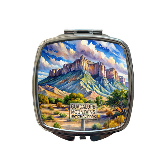 Guadalupe Mountains National Park Texas Watercolor Small Travel Purse Handbag Pocket Makeup Compact Mirror