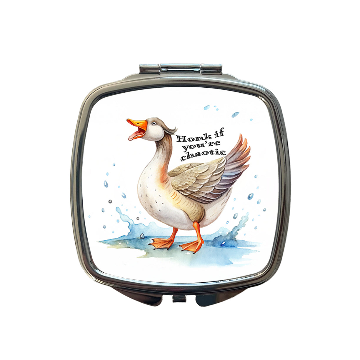 Honk If You're Chaotic Honking Goose Funny Small Travel Purse Handbag Pocket Makeup Compact Mirror