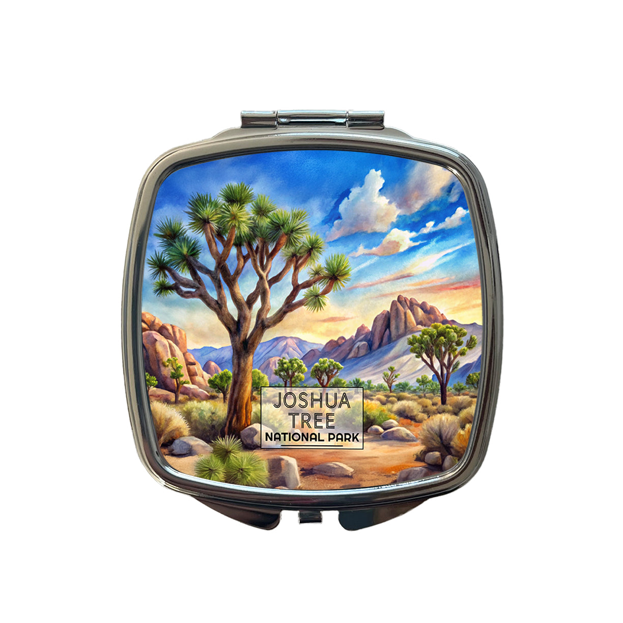Joshua Tree National Park California Watercolor Small Travel Purse Handbag Pocket Makeup Compact Mirror