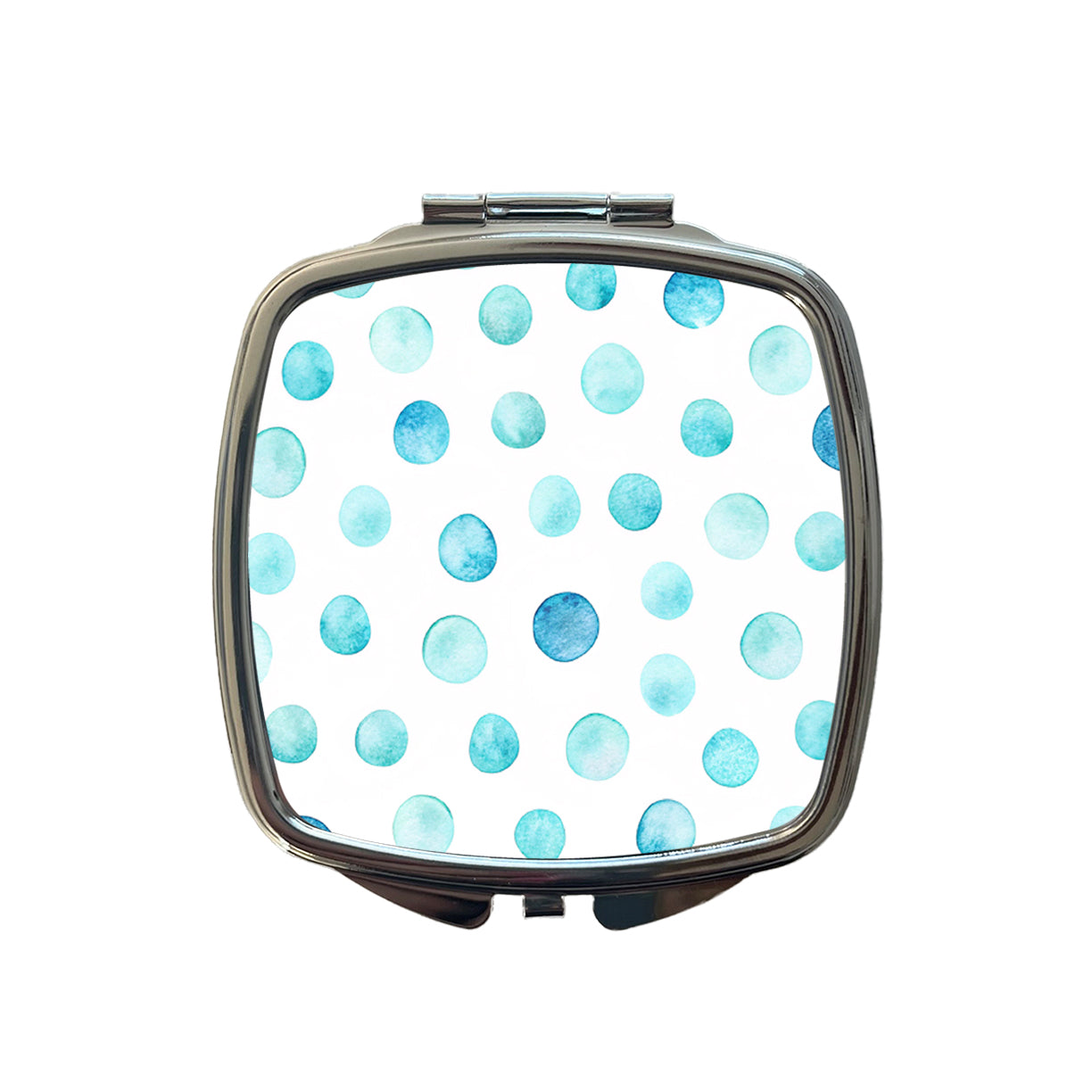 Light Blue Polka Dots White Small Travel Purse Handbag Pocket Makeup Compact Mirror