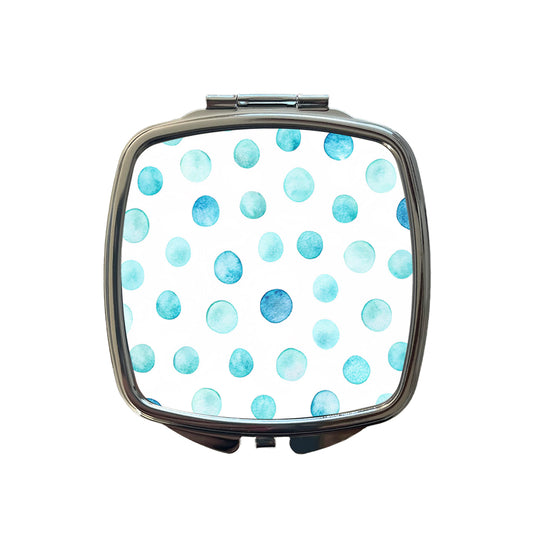 Light Blue Polka Dots White Small Travel Purse Handbag Pocket Makeup Compact Mirror