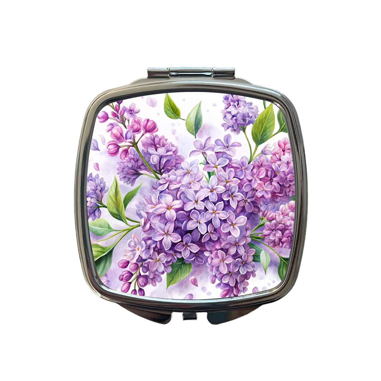 Lilac Flowers Watercolor Small Travel Purse Handbag Pocket Makeup Compact Mirror