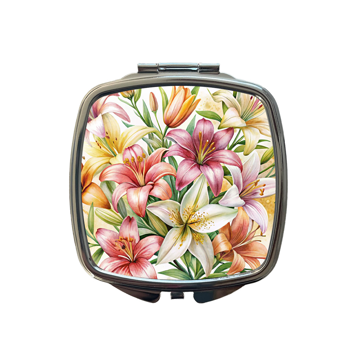 Lilies Lily Flower Watercolor Small Travel Purse Handbag Pocket Makeup Compact Mirror
