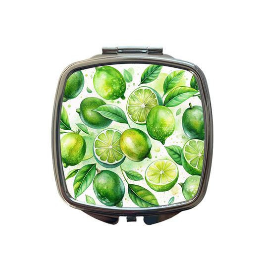 Limes Fruit Watercolor Small Travel Purse Handbag Pocket Makeup Compact Mirror