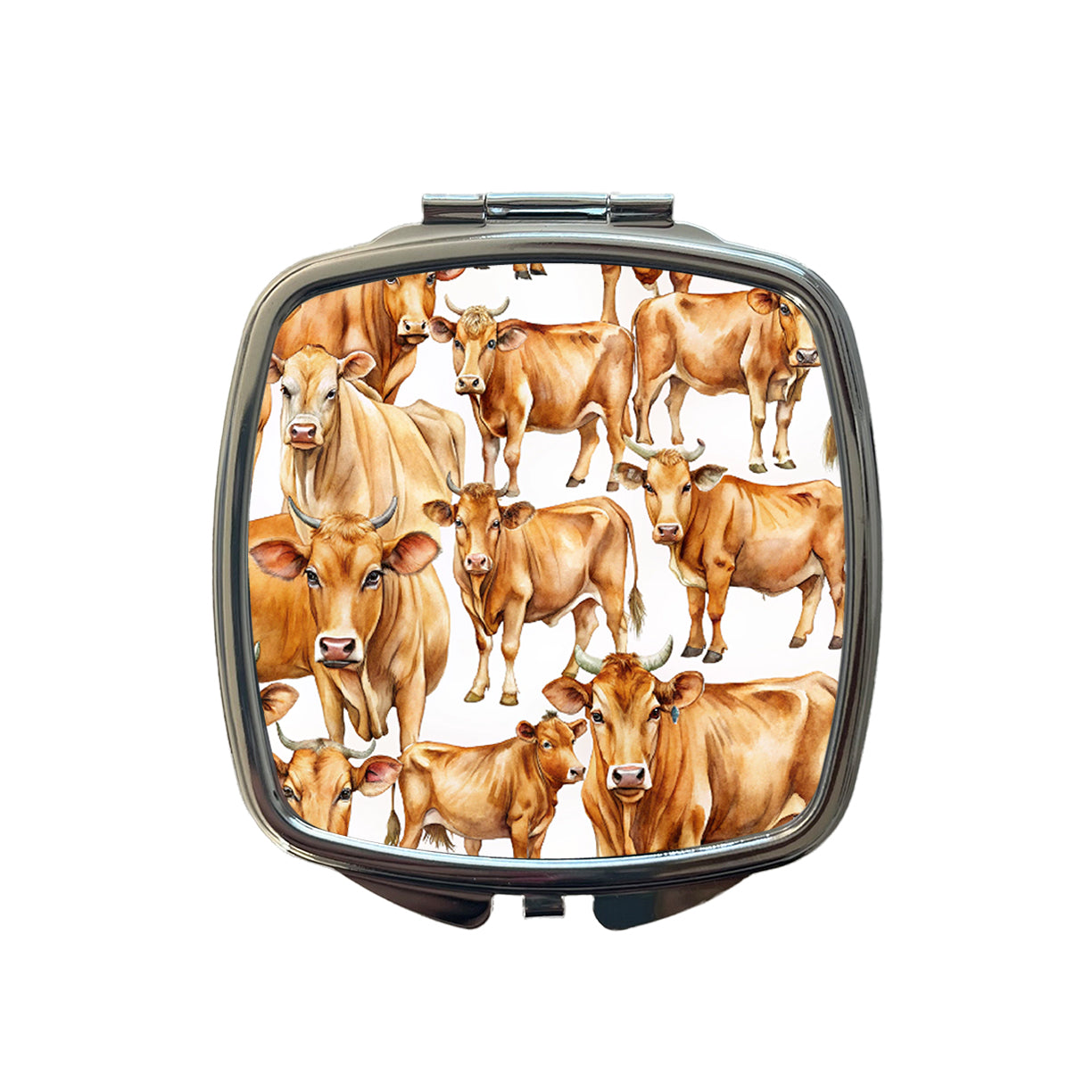Lots Of Brown Cows Small Travel Purse Handbag Pocket Makeup Compact Mirror