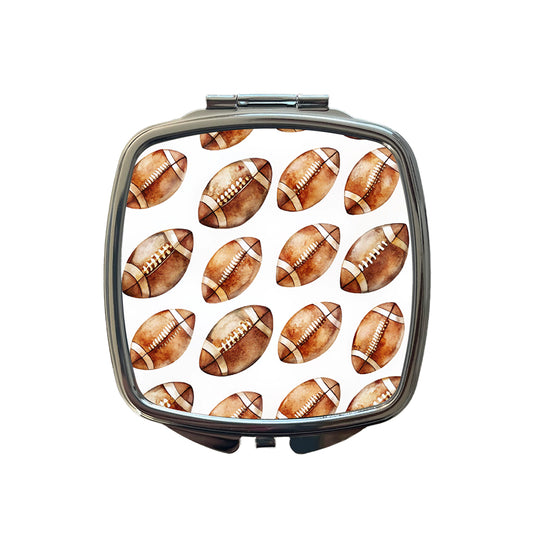Lots Of Brown Footballs Small Travel Purse Handbag Pocket Makeup Compact Mirror