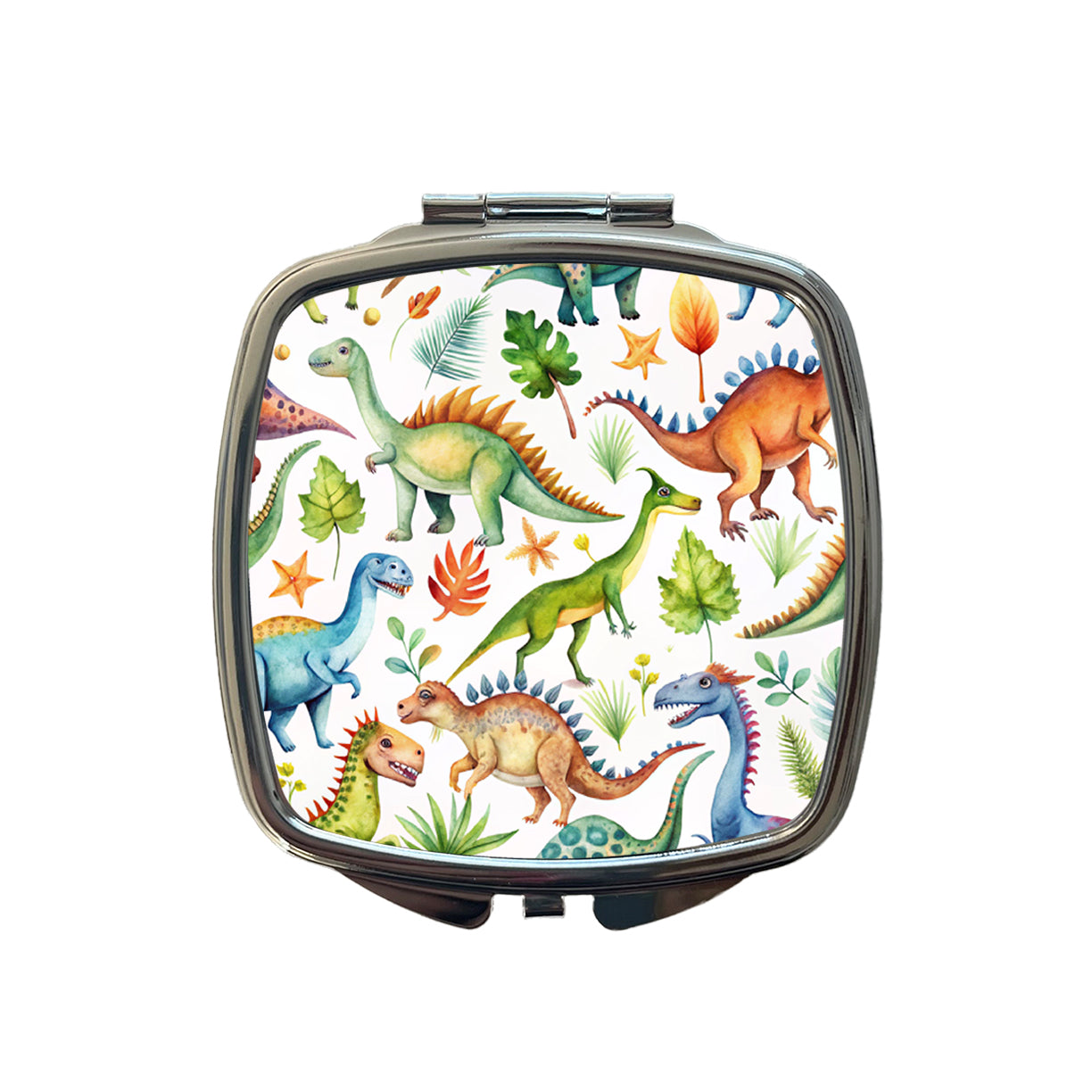 Lots Of Dinosaurs Watercolor Small Travel Purse Handbag Pocket Makeup Compact Mirror
