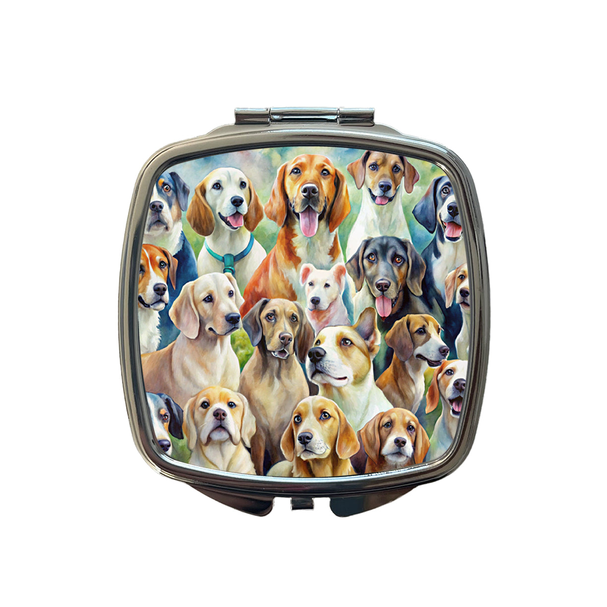 Lots Of Dogs Watercolor Small Travel Purse Handbag Pocket Makeup Compact Mirror