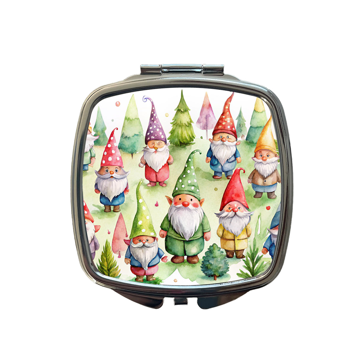 Lots Of Gnomes Watercolor Small Travel Purse Handbag Pocket Makeup Compact Mirror