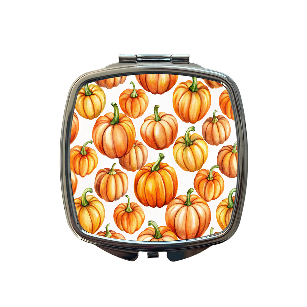 Lots Of Orange Pumpkins Fall Autumn Halloween Small Travel Purse Handbag Pocket Makeup Compact Mirror