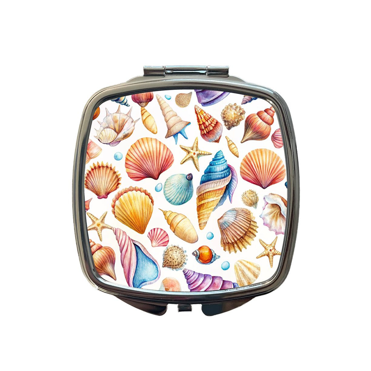 Lots Of Shells Beach Ocean Small Travel Purse Handbag Pocket Makeup Compact Mirror