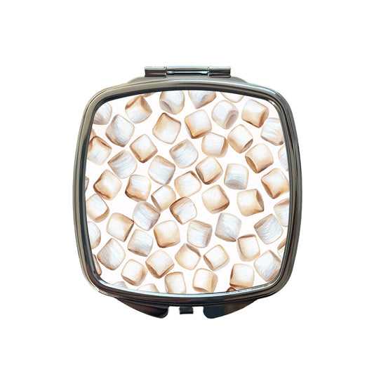 Lots Of White Marshmallows Small Travel Purse Handbag Pocket Makeup Compact Mirror
