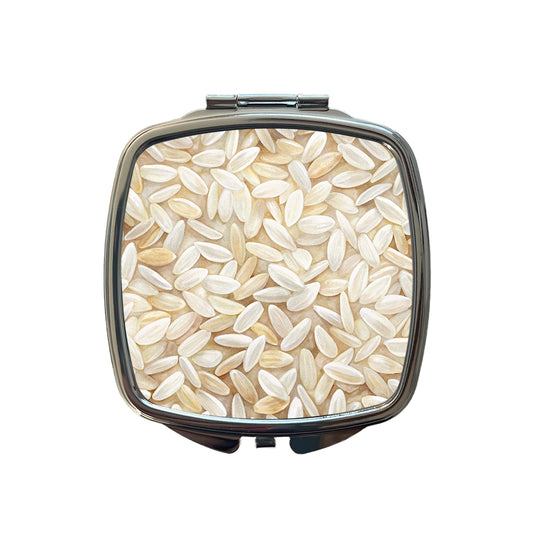 Lots Of White Rice Small Travel Purse Handbag Pocket Makeup Compact Mirror