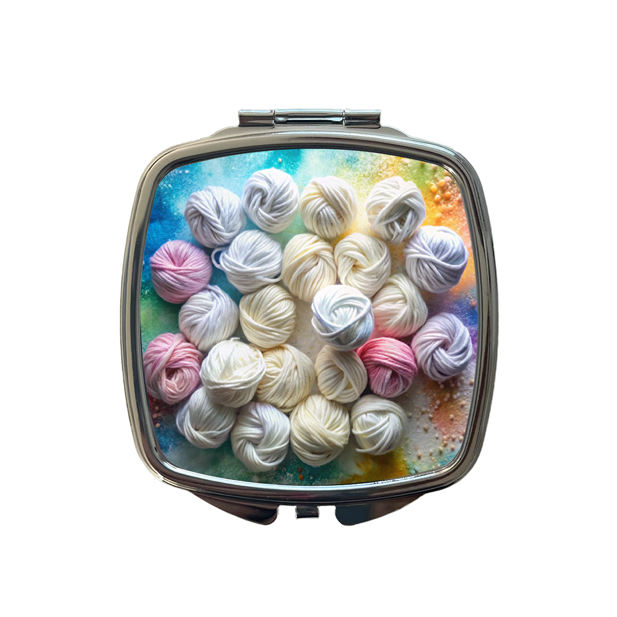 Lots Of Yarn Knitting Crochet Small Travel Purse Handbag Pocket Makeup Compact Mirror