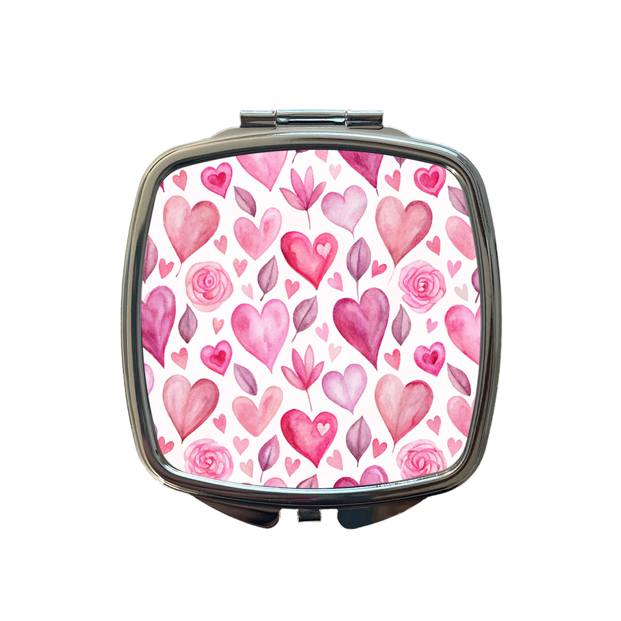 Love Pink Hearts Valentine's Day Small Travel Purse Handbag Pocket Makeup Compact Mirror
