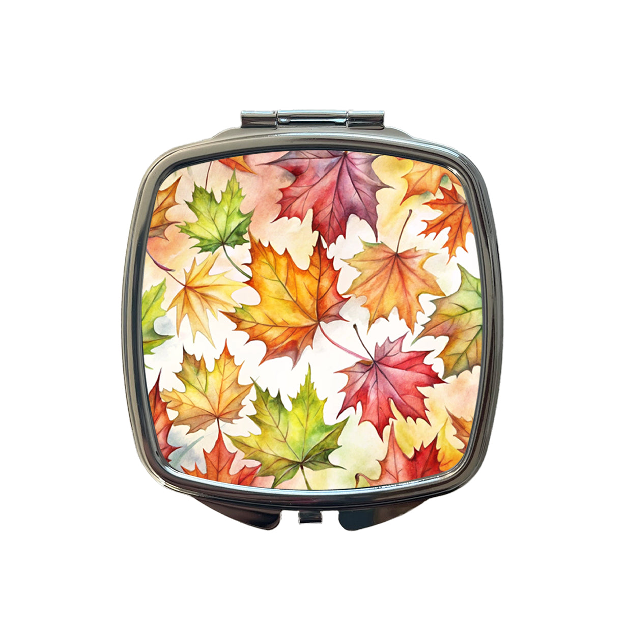 Maple Leaves Watercolor Small Travel Purse Handbag Pocket Makeup Compact Mirror