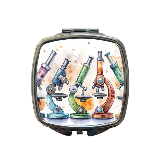 Microscopes Science Scientist Lab Biology Teacher Small Travel Purse Handbag Pocket Makeup Compact Mirror