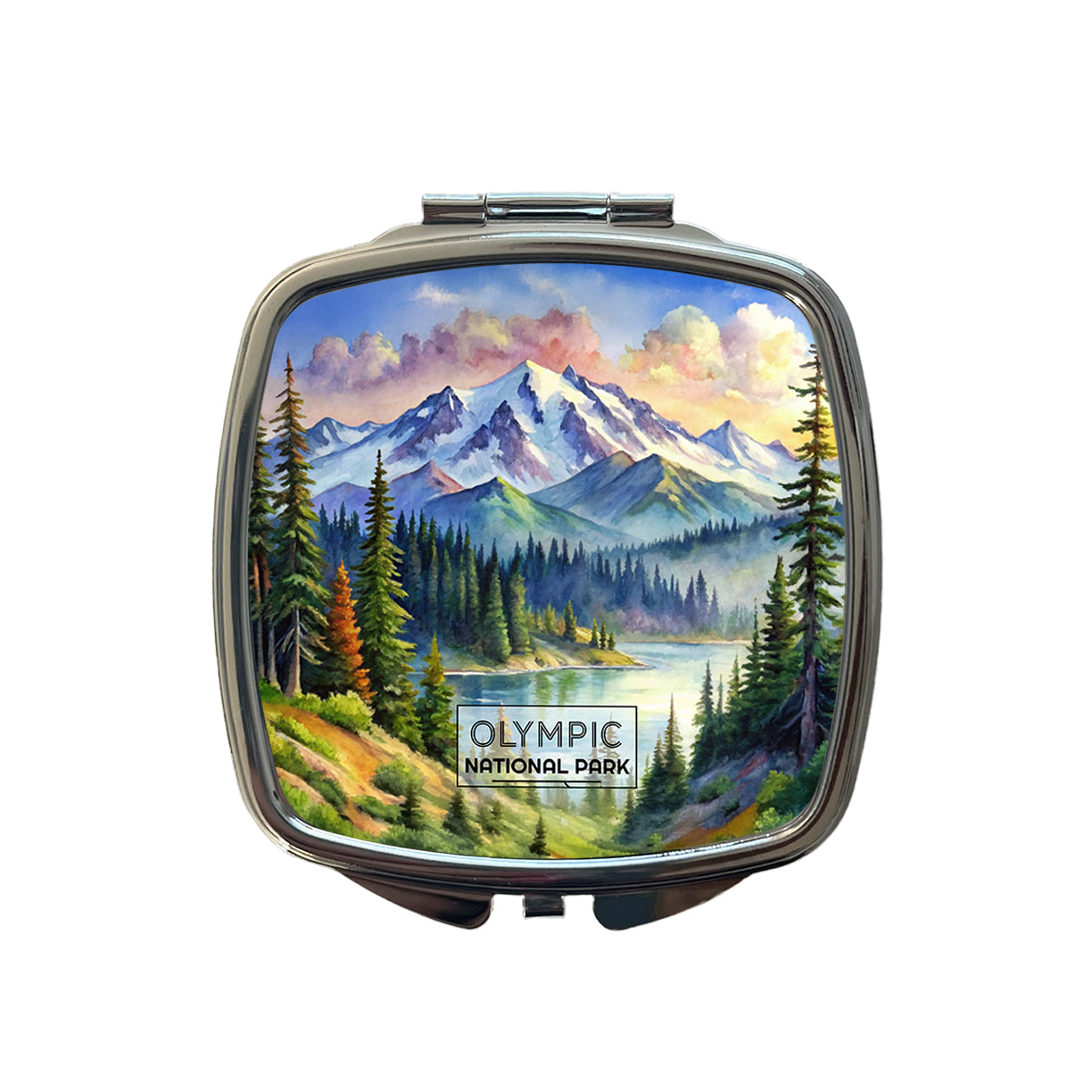 Olympic National Park Washington Watercolor Small Travel Purse Handbag Pocket Makeup Compact Mirror