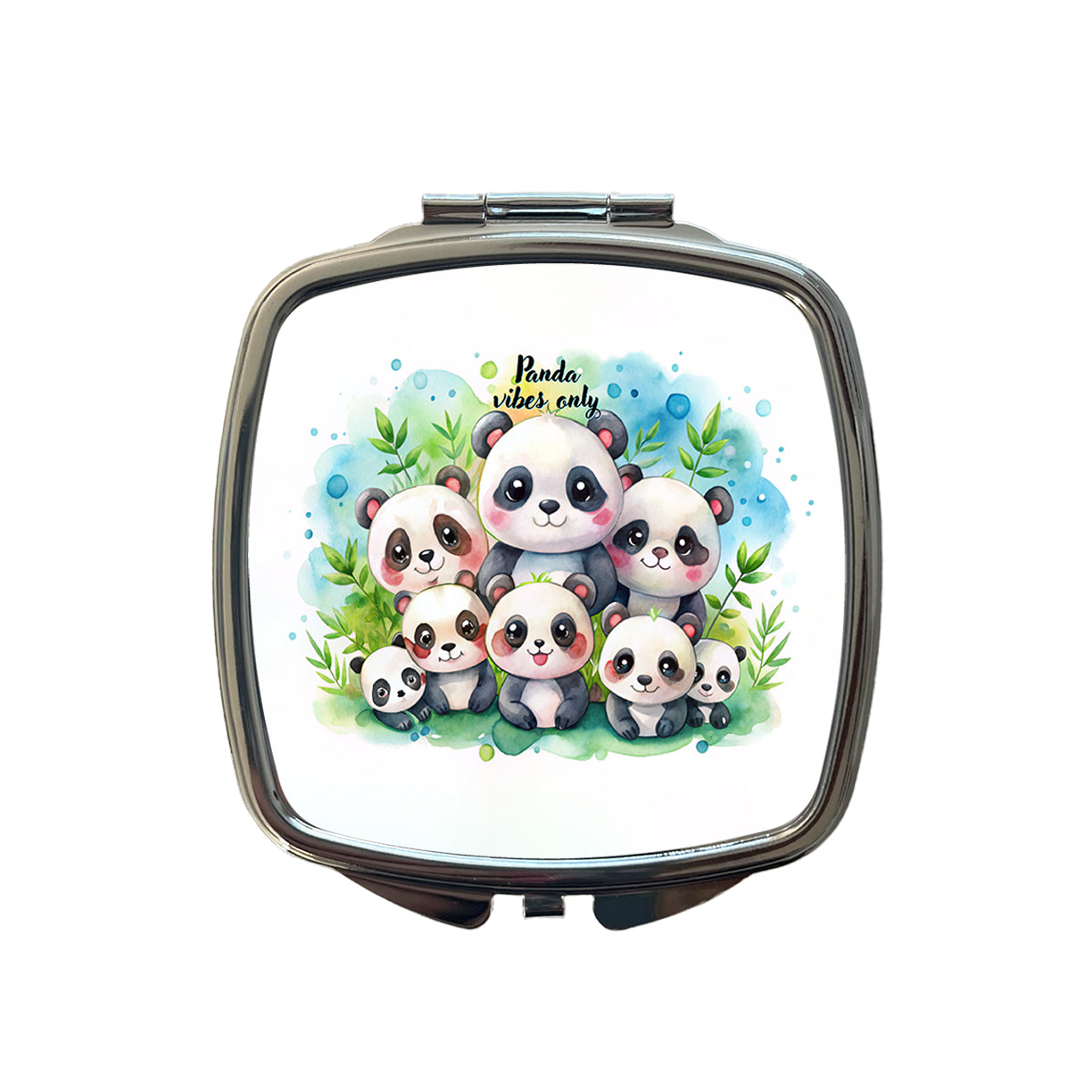 Panda Vibes Only Adorable Small Travel Purse Handbag Pocket Makeup Compact Mirror
