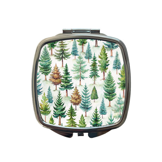 Pine Trees Forest Small Travel Purse Handbag Pocket Makeup Compact Mirror