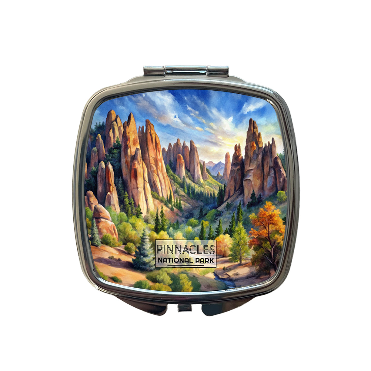 Pinnacles National Park California Watercolor Small Travel Purse Handbag Pocket Makeup Compact Mirror