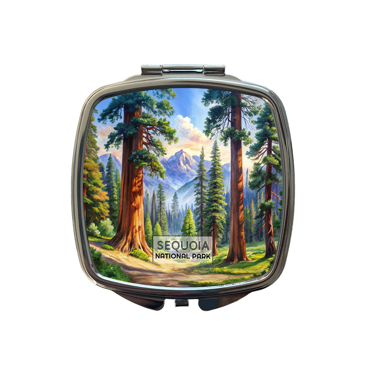 Sequoia National Park California Watercolor Small Travel Purse Handbag Pocket Makeup Compact Mirror