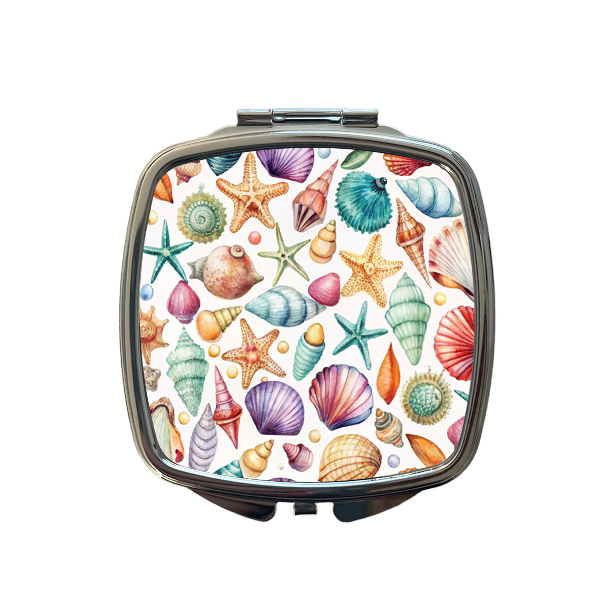 Shells Scattered Beach Small Travel Purse Handbag Pocket Makeup Compact Mirror