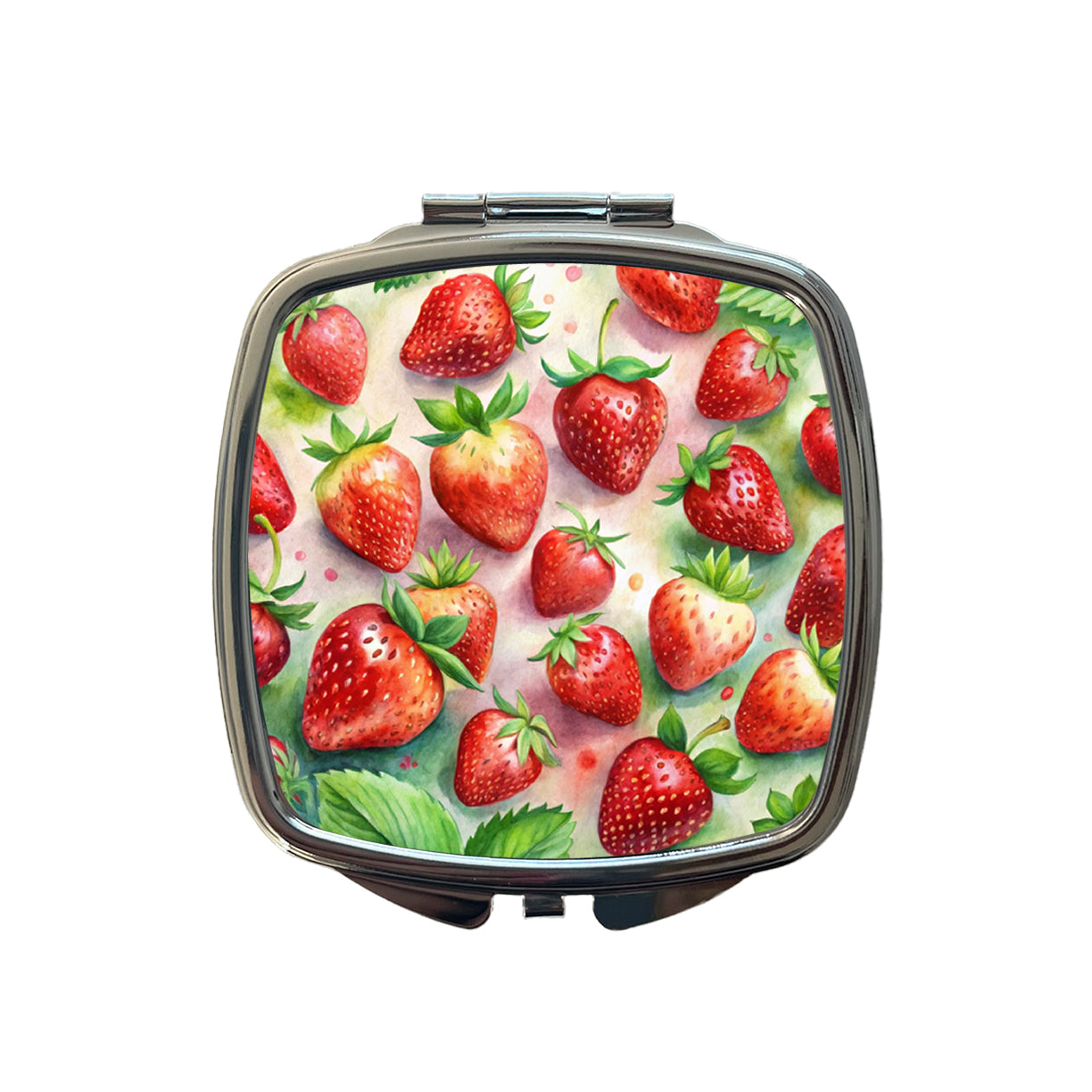 Strawberries Fruit Watercolor Small Travel Purse Handbag Pocket Makeup Compact Mirror