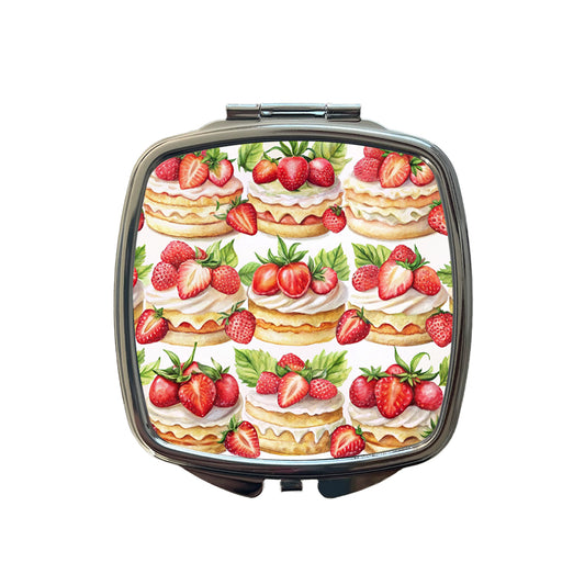 Strawberry Shortcake In A Row Small Travel Purse Handbag Pocket Makeup Compact Mirror
