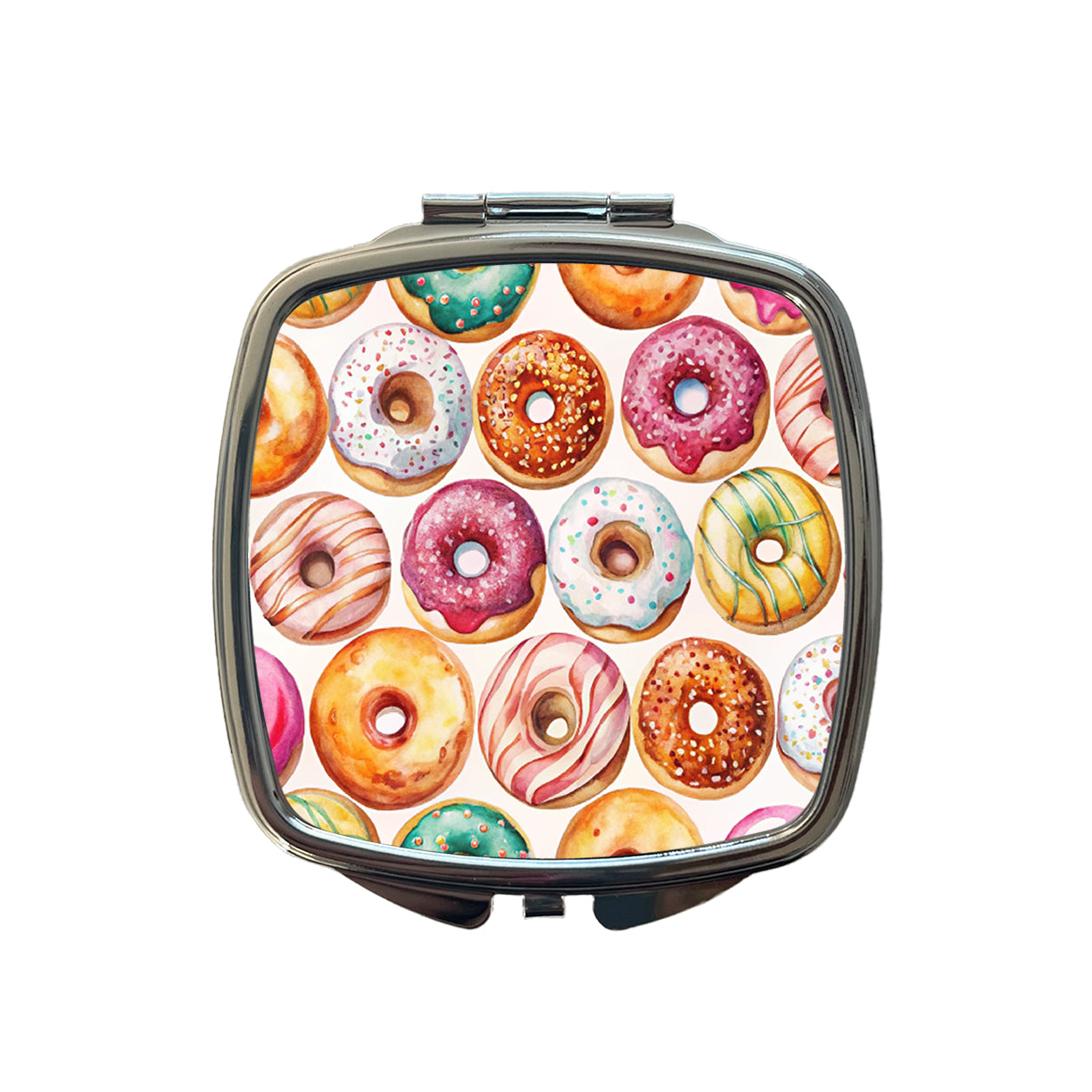 Variety Of Donuts Small Travel Purse Handbag Pocket Makeup Compact Mirror