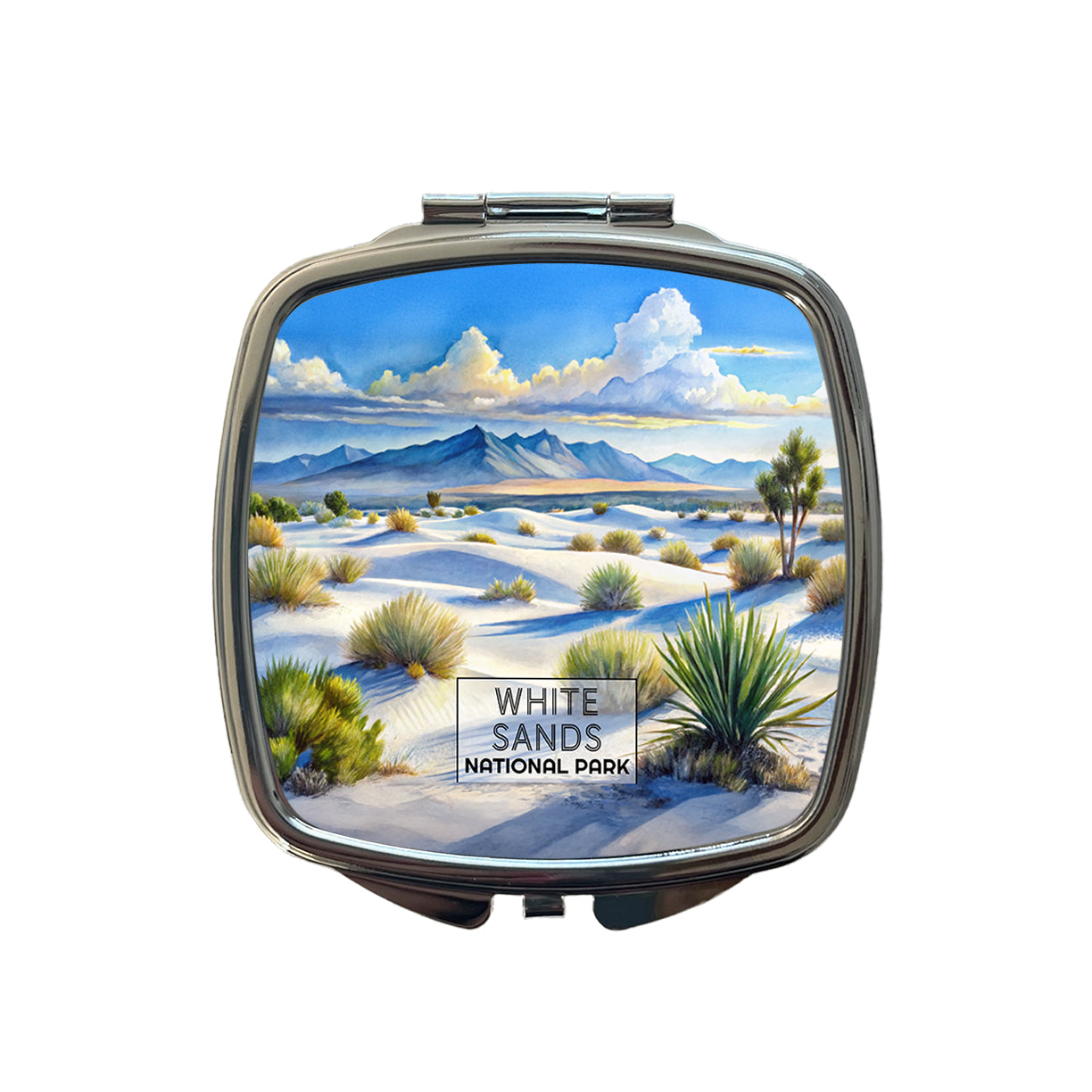 White Sands National Park Desert New Mexico Watercolor Small Travel Purse Handbag Pocket Makeup Compact Mirror