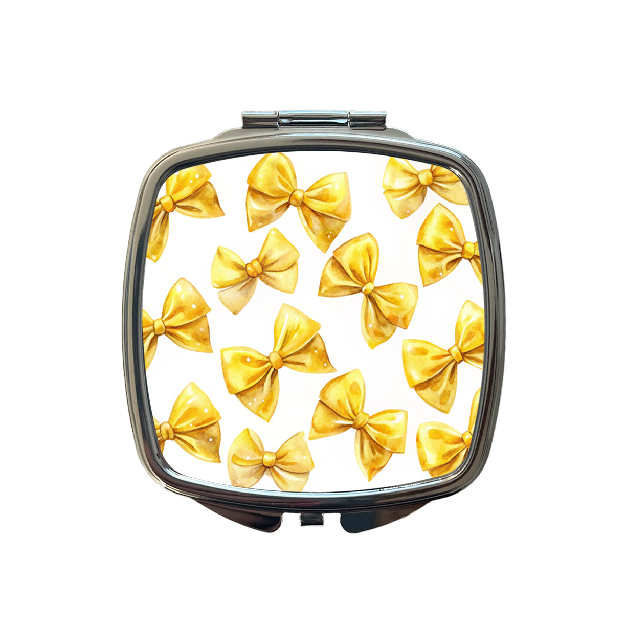 Yellow Coquette Bows Watercolor Small Travel Purse Handbag Pocket Makeup Compact Mirror