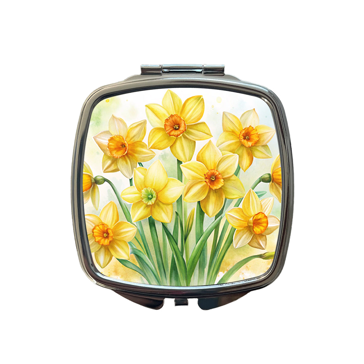Yellow Daffodils Flowers Watercolor Small Travel Purse Handbag Pocket Makeup Compact Mirror