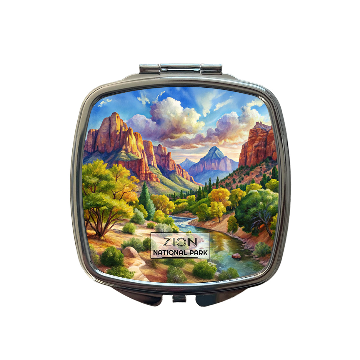 Zion National Park Utah Watercolor Small Travel Purse Handbag Pocket Makeup Compact Mirror