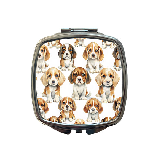 Adorable Puppies Dogs Small Travel Purse Handbag Pocket Makeup Compact Mirror