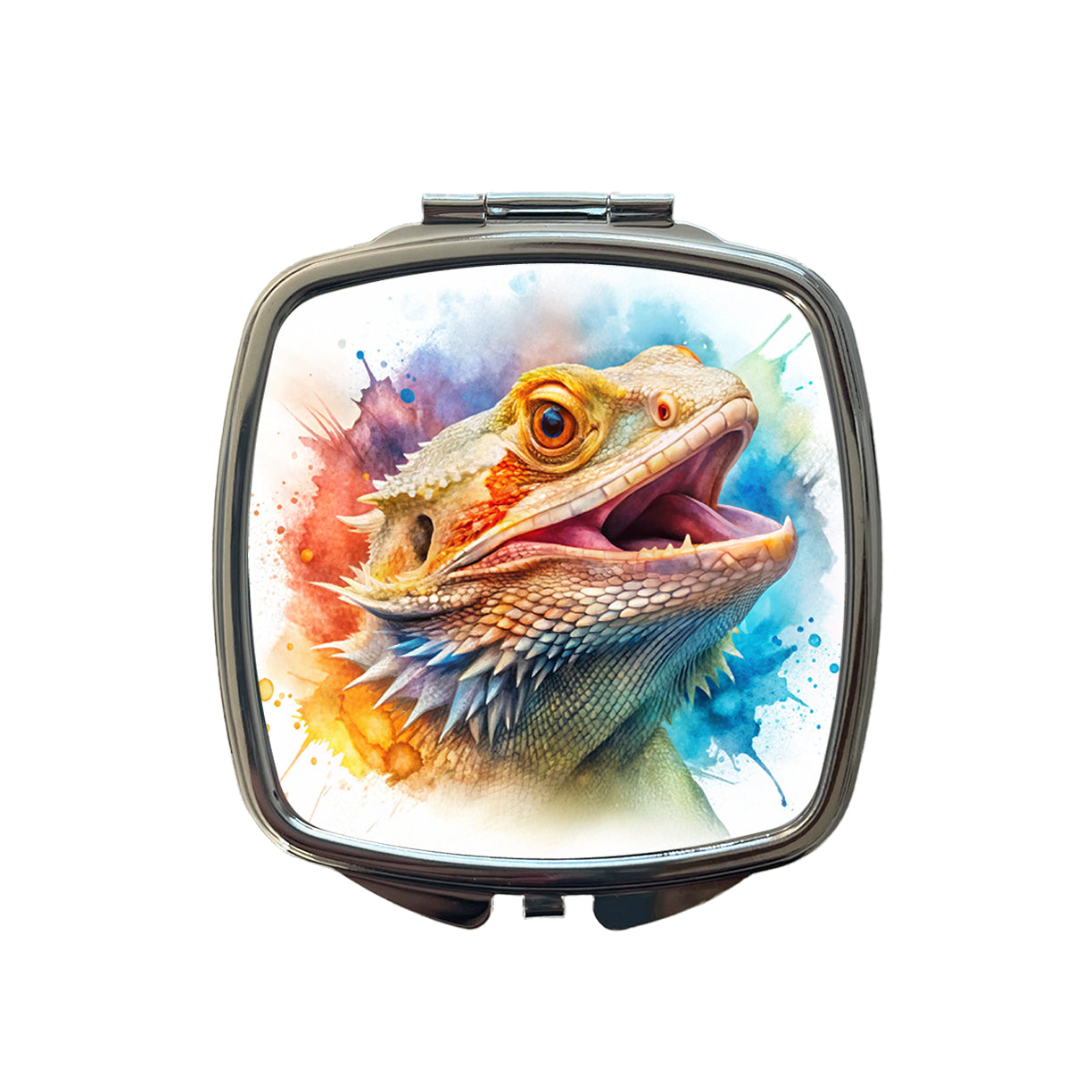 Angry Mad Bearded Dragon Watercolor Small Travel Purse Handbag Pocket Makeup Compact Mirror