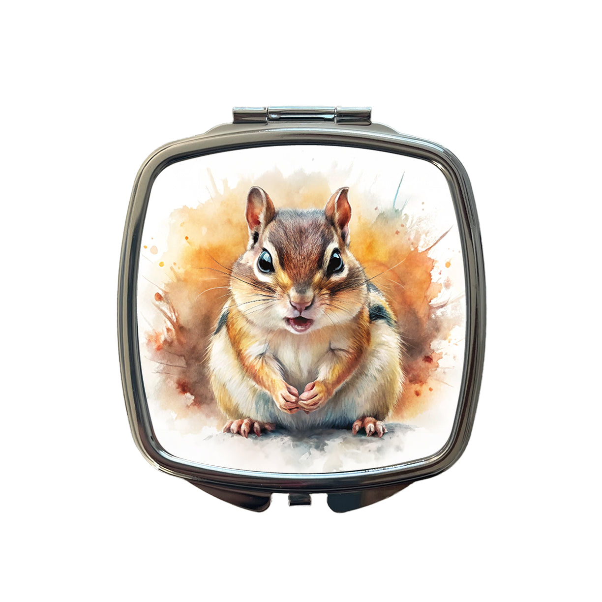 Angry Mad Chipmunk Watercolor Small Travel Purse Handbag Pocket Makeup Compact Mirror