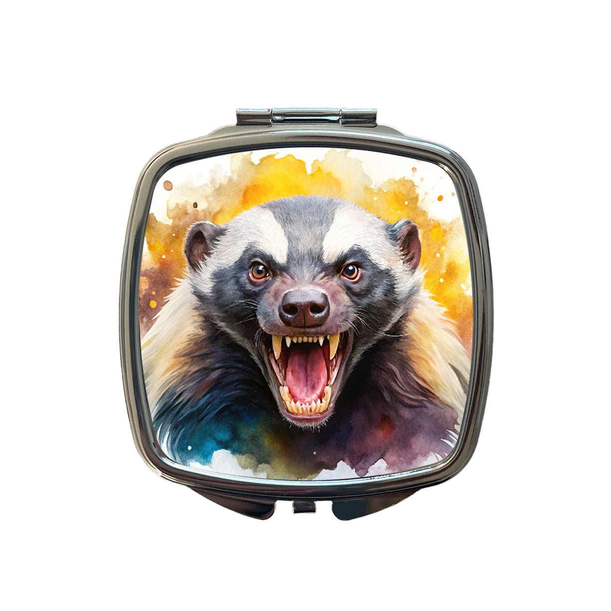 Angry Mad Honey Badger Watercolor Small Travel Purse Handbag Pocket Makeup Compact Mirror