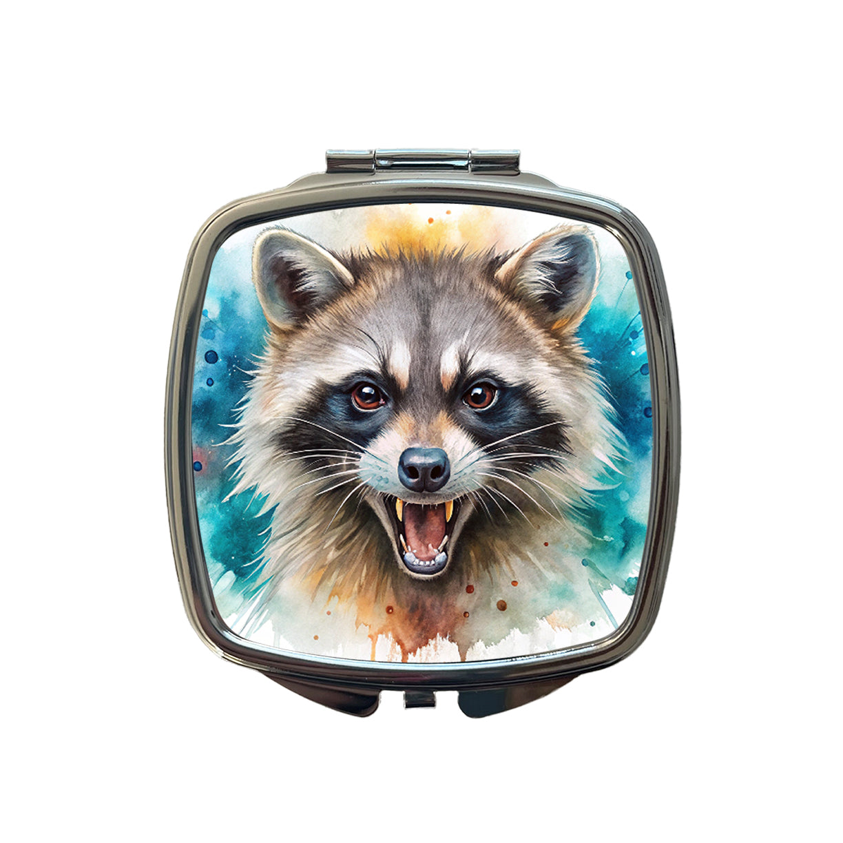 Angry Mad Raccoon Watercolor Small Travel Purse Handbag Pocket Makeup Compact Mirror