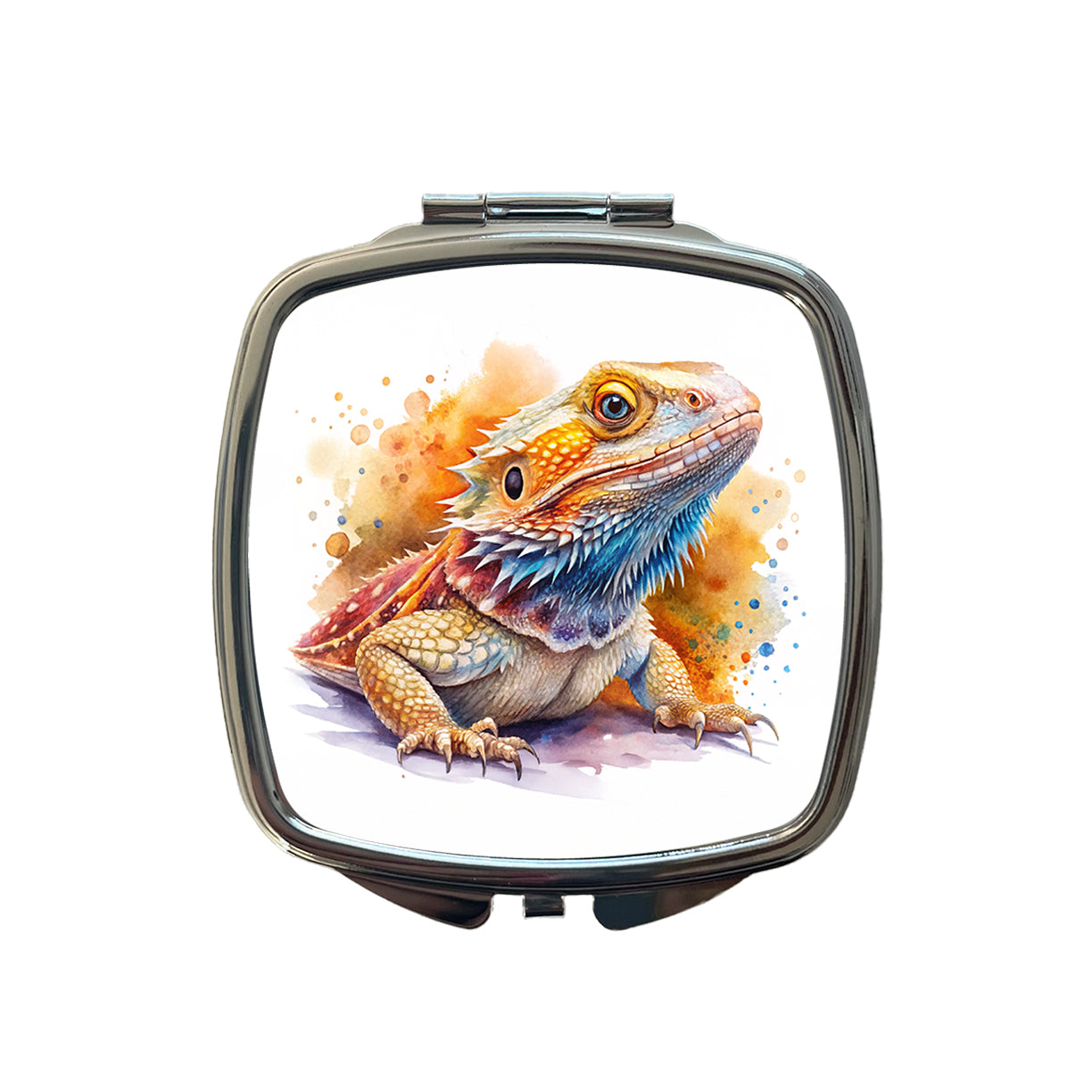 Bearded Dragon Lizard Reptile Watercolor Small Travel Purse Handbag Pocket Makeup Compact Mirror