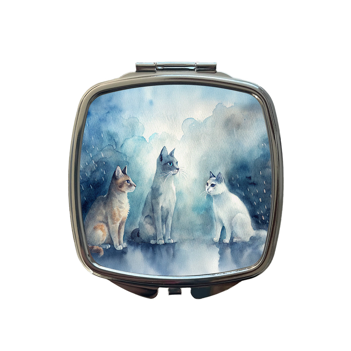 Cats In The Rain Small Travel Purse Handbag Pocket Makeup Compact Mirror