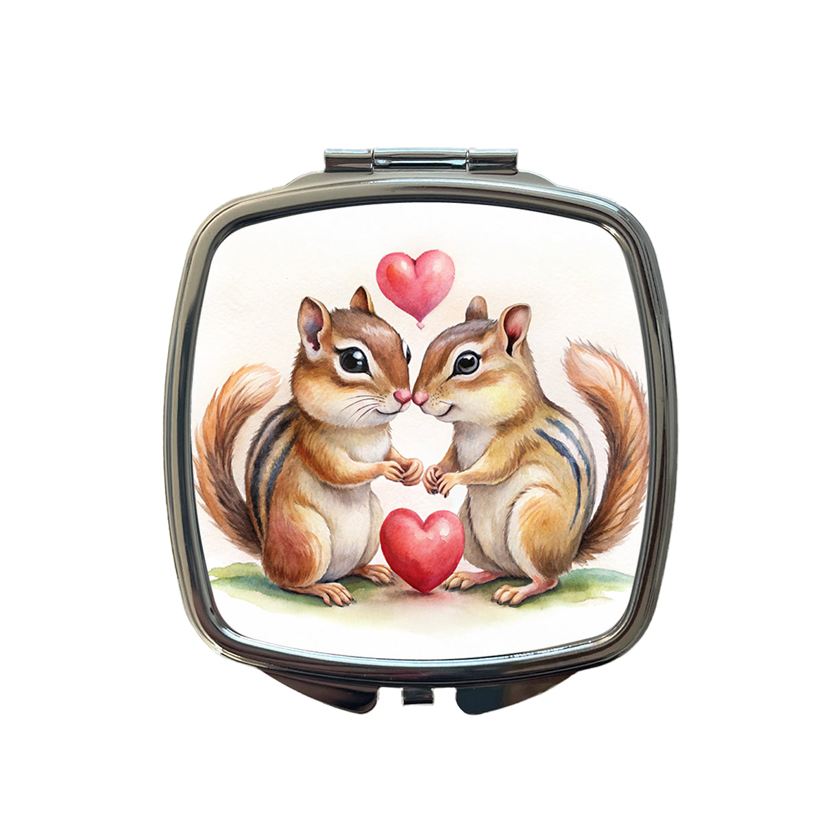 Chipmunks In Love Valentine's Day Small Travel Purse Handbag Pocket Makeup Compact Mirror