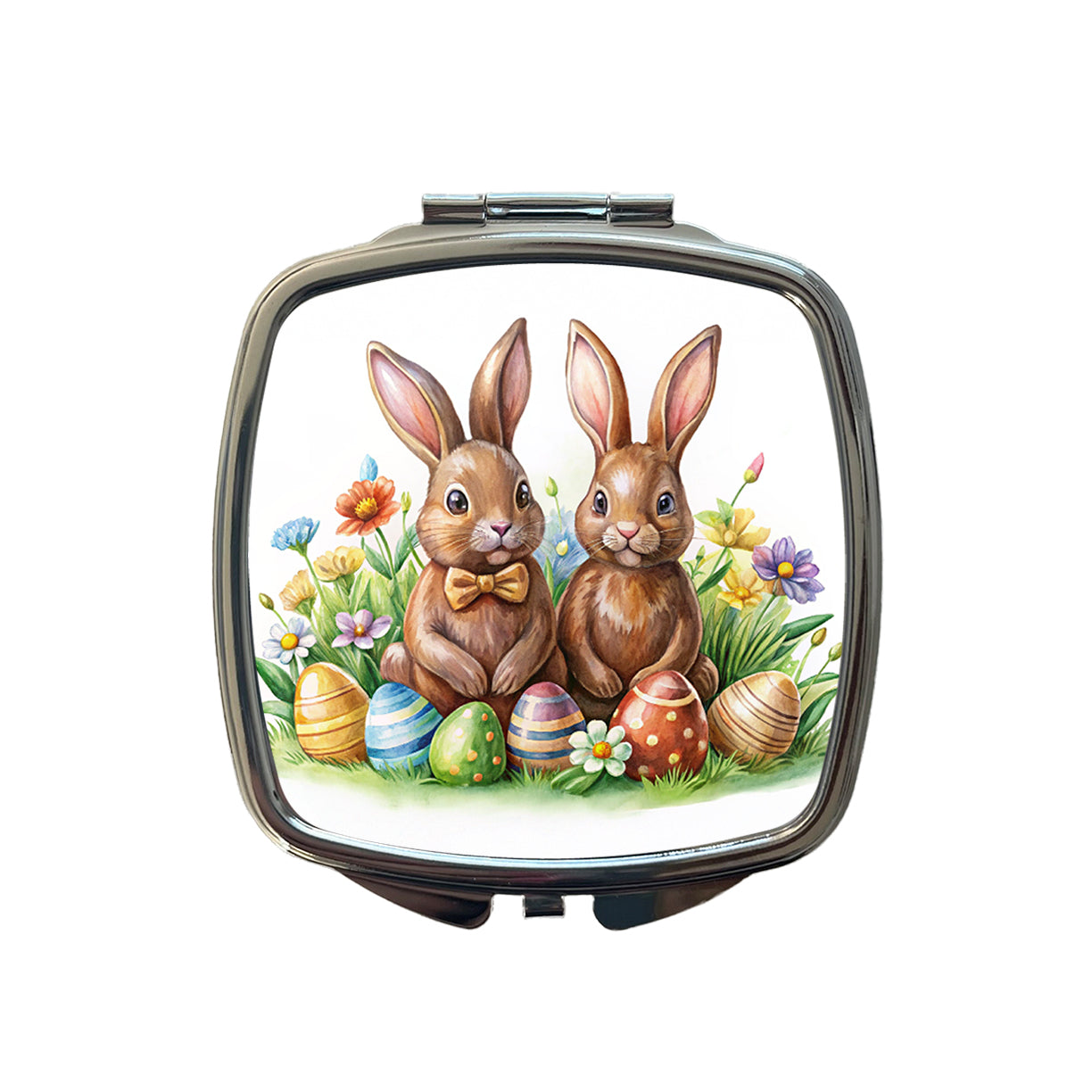 Chocolate Easter Bunnies Rabbits Cute Small Travel Purse Handbag Pocket Makeup Compact Mirror