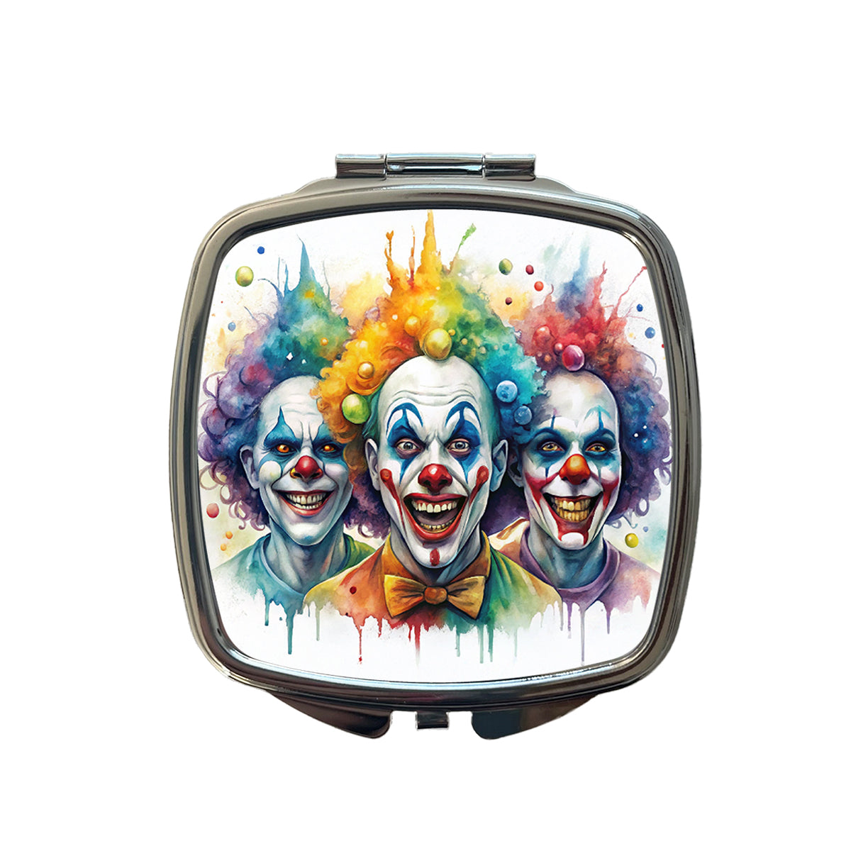 Creepy Scary Evil Killer Clowns Watercolor Small Travel Purse Handbag Pocket Makeup Compact Mirror