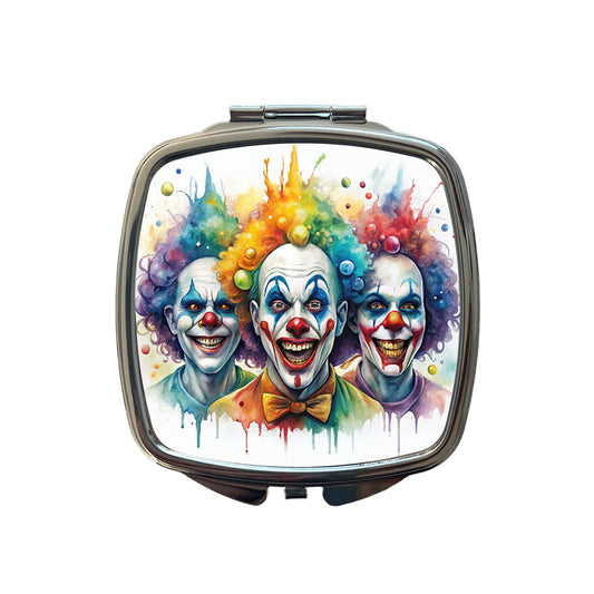 Creepy Scary Evil Killer Clowns Watercolor Small Travel Purse Handbag Pocket Makeup Compact Mirror