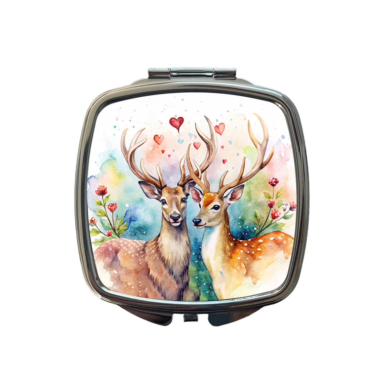 Deer In Love Valentine's Day Small Travel Purse Handbag Pocket Makeup Compact Mirror