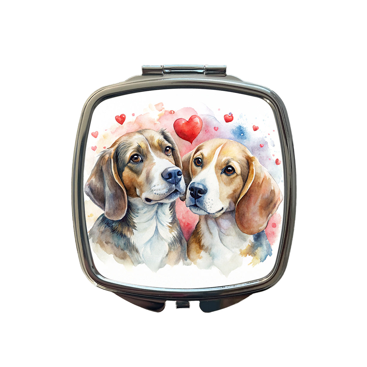 Dogs In Love Valentine's Day Beagles Small Travel Purse Handbag Pocket Makeup Compact Mirror