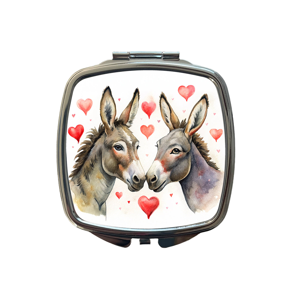 Donkeys In Love With Hearts Valentine's Day Small Travel Purse Handbag Pocket Makeup Compact Mirror